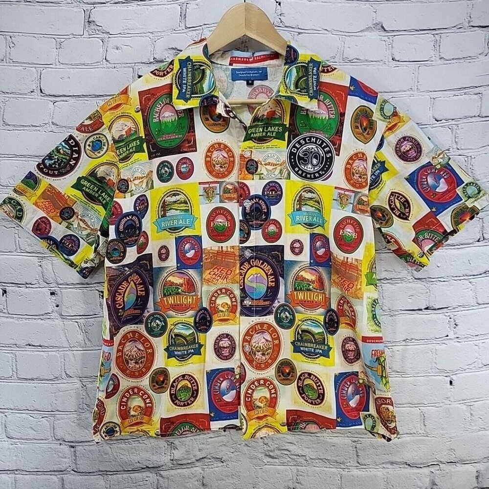 Deschutes Brewery Beer Label Shirt Mens M Breweriana‎ Oregon Craft IPAs Hawaiian
